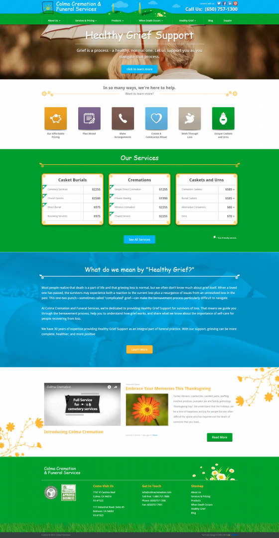 East bay web developers, web design, cremation services