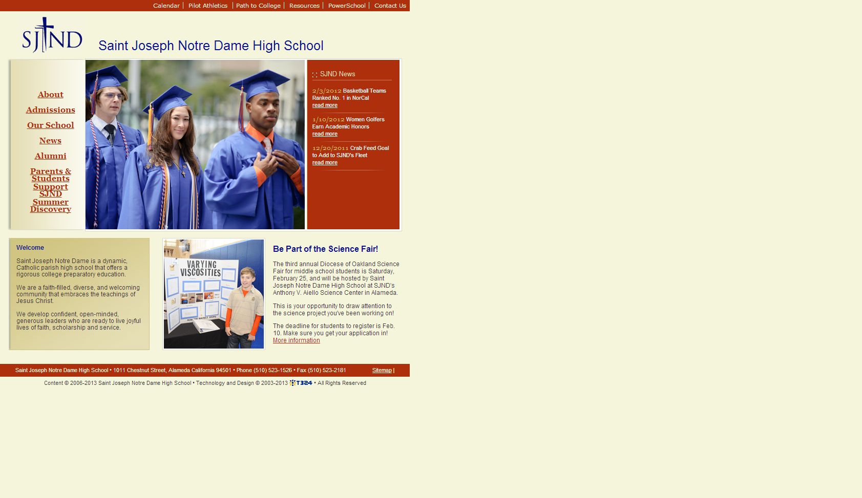 SJND website before latest redevelopment project